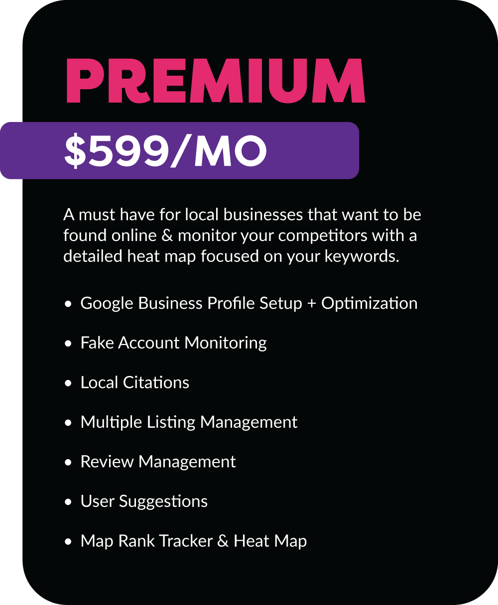 Local SEO Premium Package Dark Local SEO Premium Package Dark